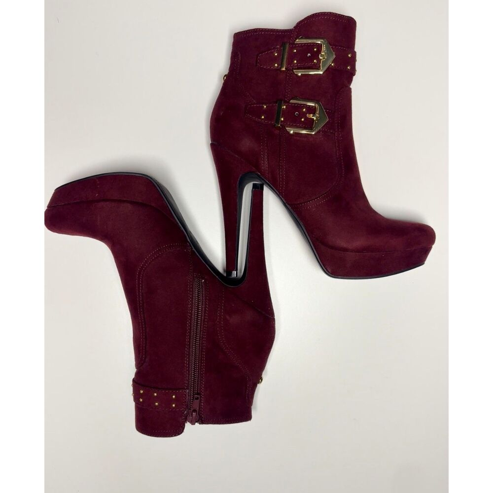 Guess Women's Dalli Side Buckle Stiletto Heels Faux Suede Ankle Booties Size 7
